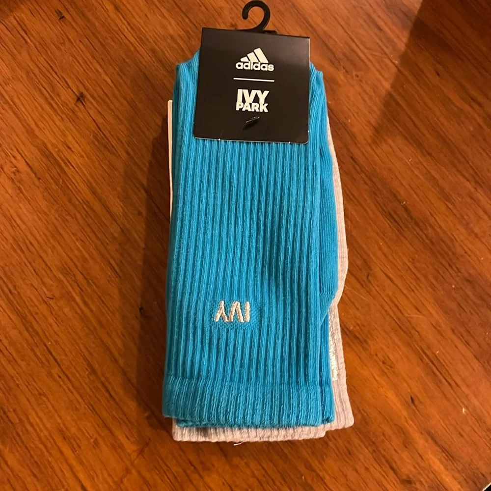 Adidas Ivy Park Socks x 3 pair Silver Sparkle Blue new Womens Size Large 10-11.5
